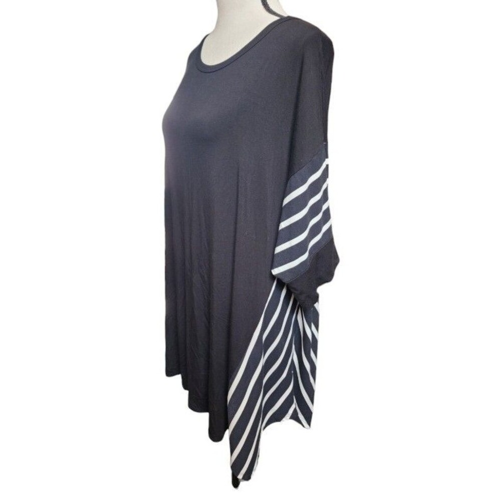Beeson River Oversized Top Artsy Stripe Black Size Large Flowy Rayon